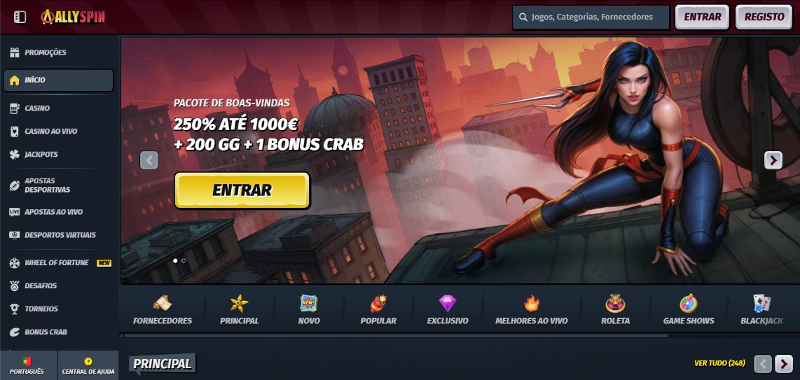 Allyspin Bónus de boas-vindas: 250% Até 1000€