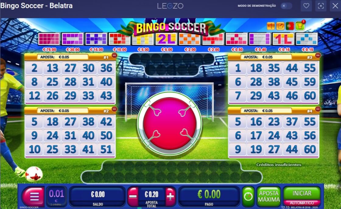 Jogo de Bingo Soccer no Casino Legzo