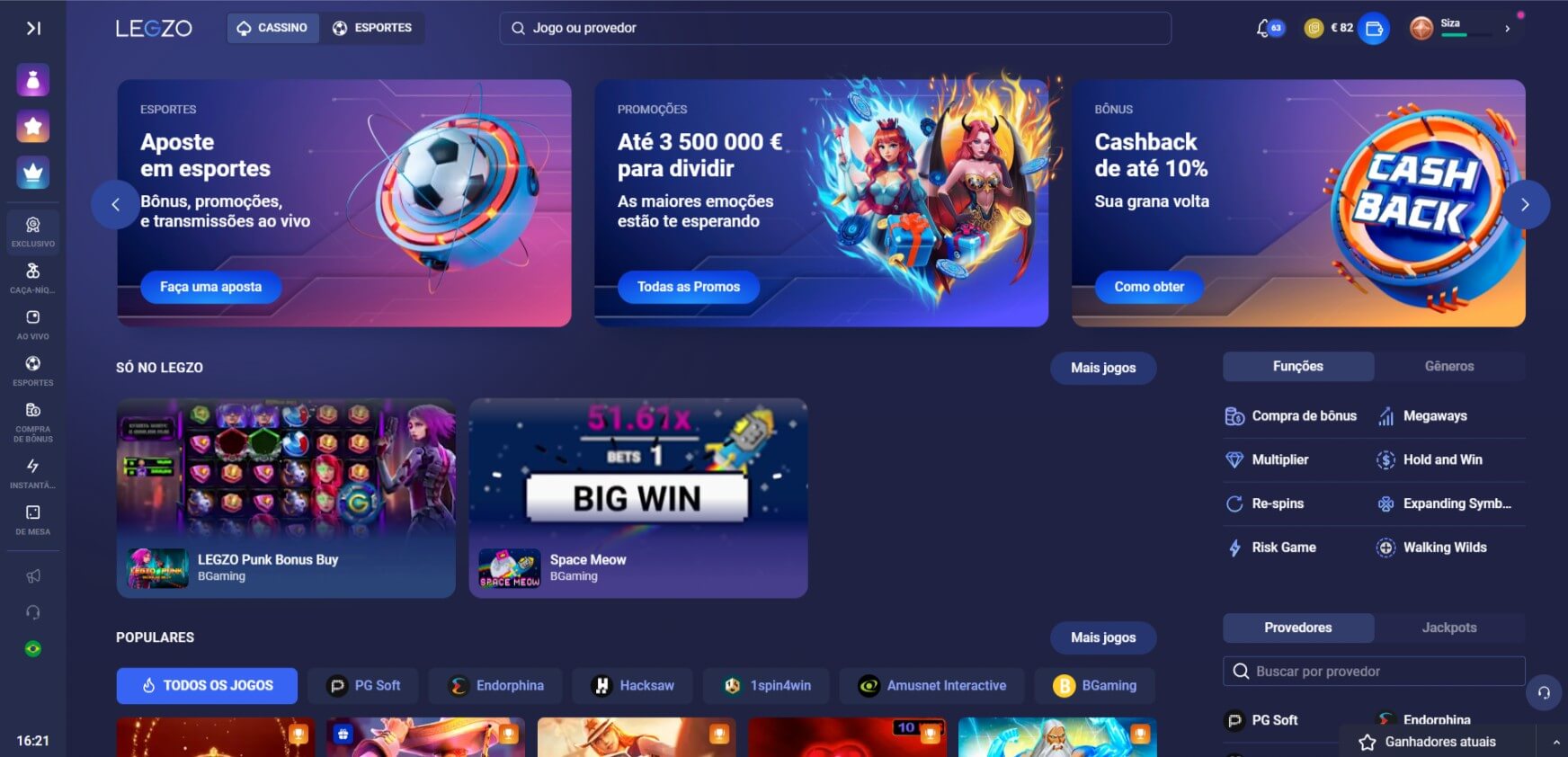 Jogar Slots no Legzo Casino