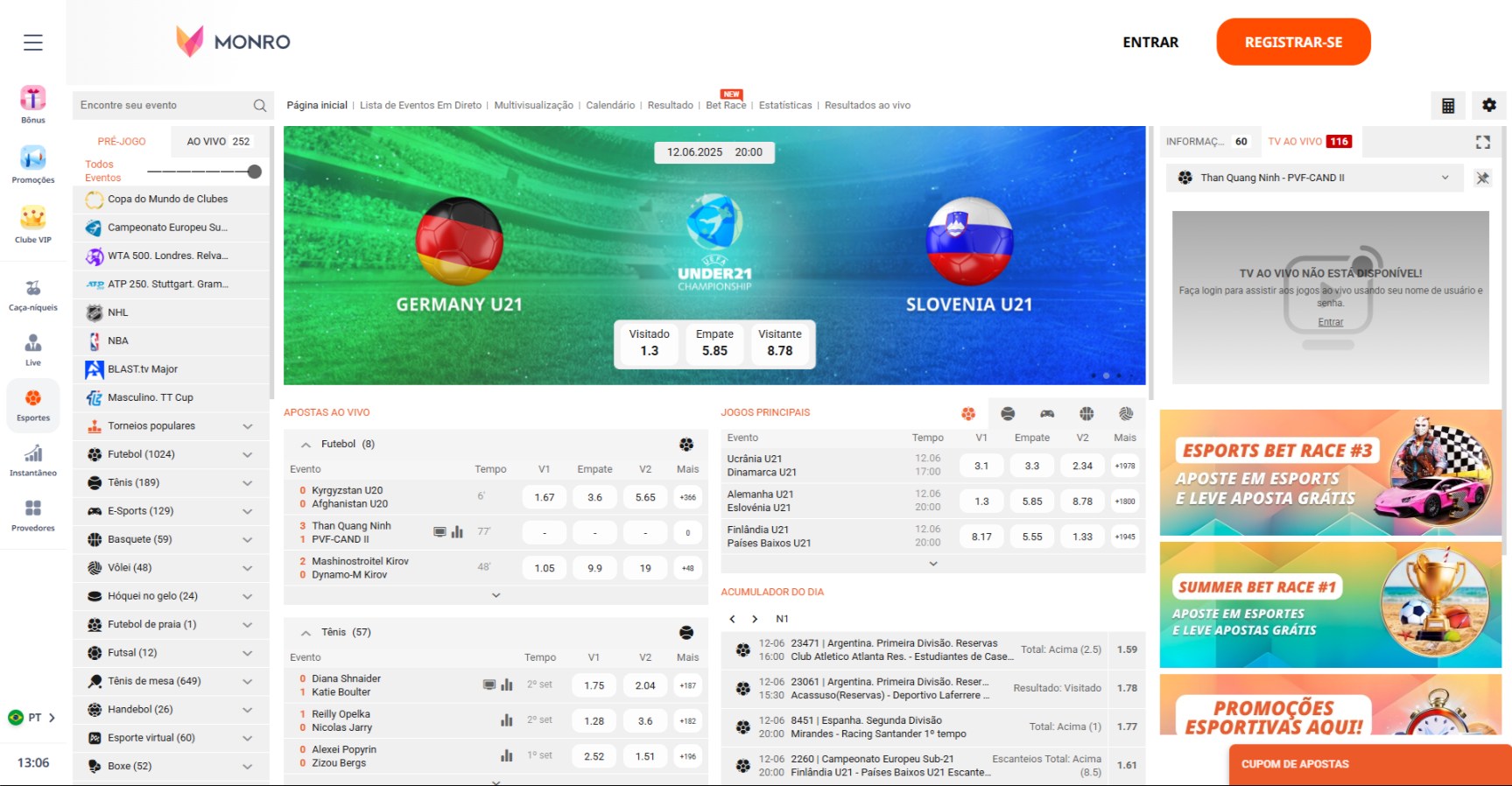 Monro: Página de Apostas Desportivas