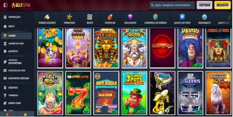 AllySpin Casino: Página de Slots