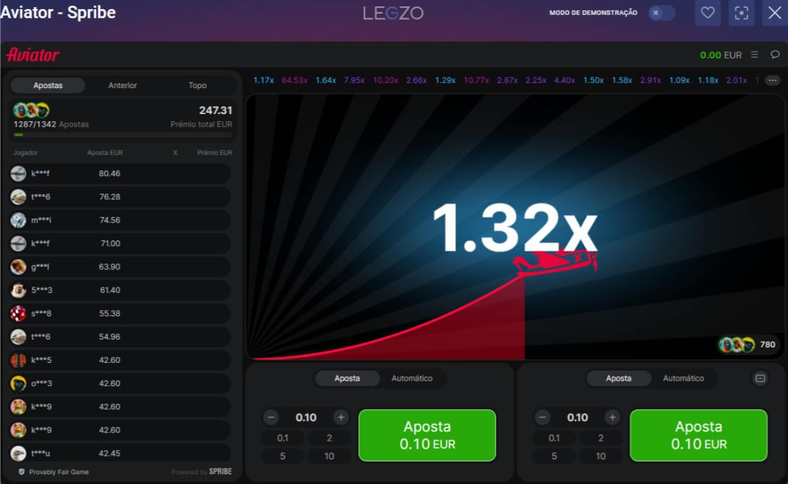 Jogo de Aviator na Legzo Casino
