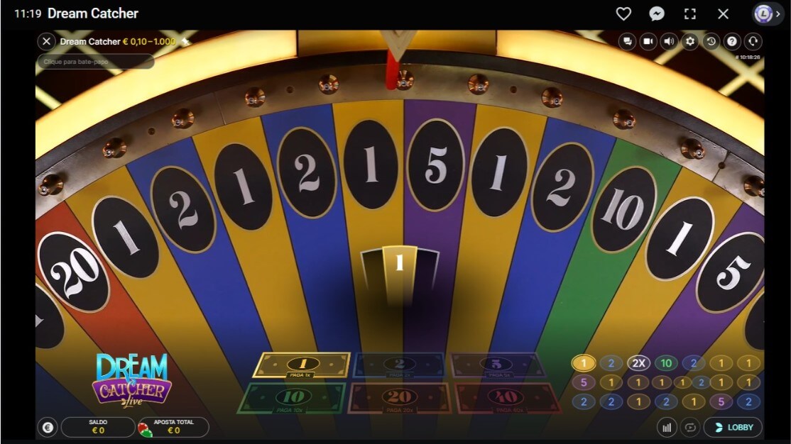 Jogo de casino ao vivo "Dream Catcher" da Leonbet