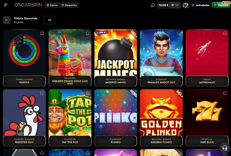 Oferta de Crash Games do casino Oscarspin