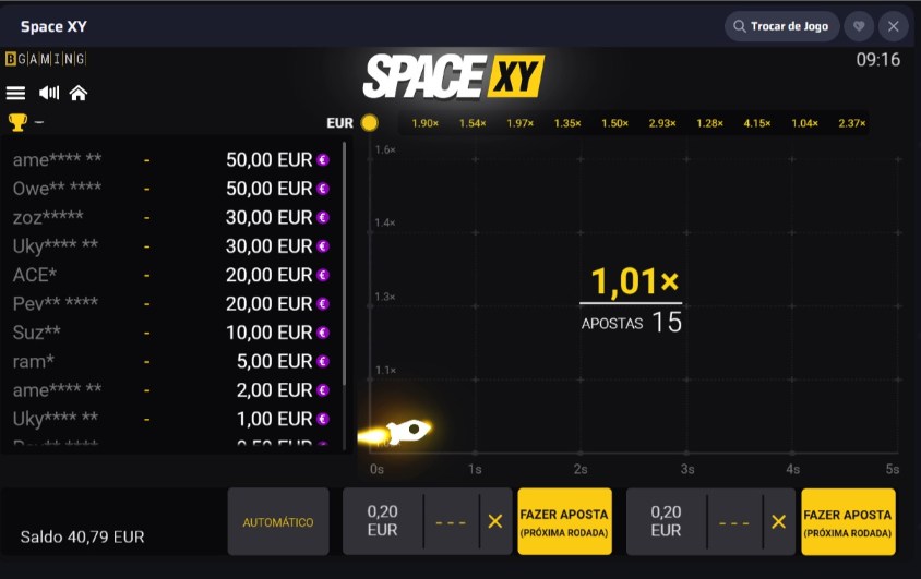 Jogo SpaceXY no casino BDMBet 