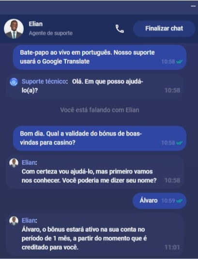 Apoio ao cliente da Legzo com apoio do Google Translate