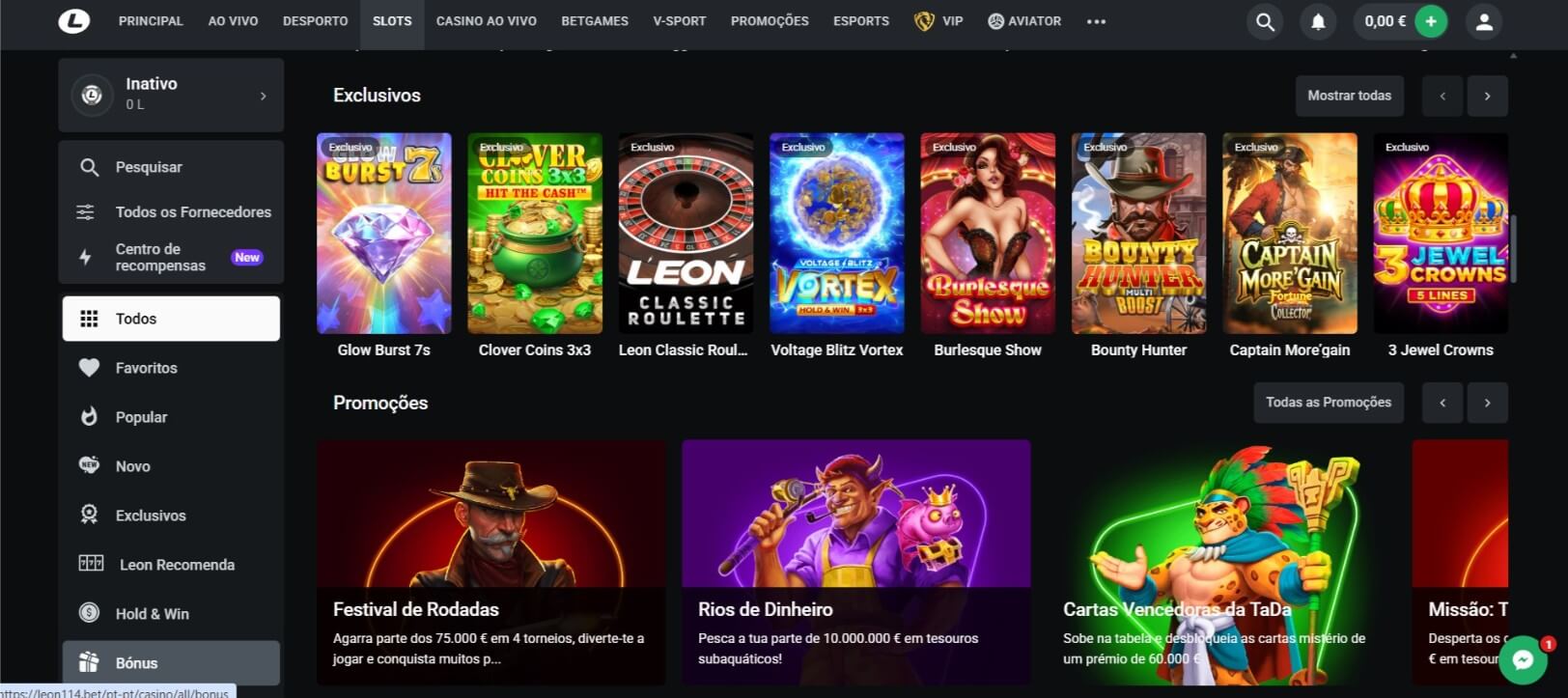 Experiência de navegação do site da Leon Portugal