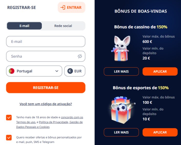 Formulário de Registo da Monro Portugal