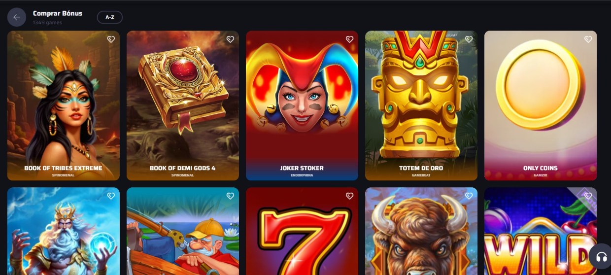 Menu das Slots do BDM Bet Casino